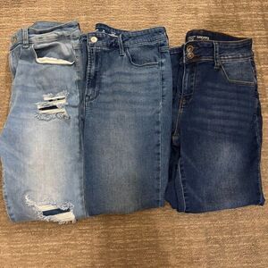 Lot of 3 Skinny Jeans Stretchy Short Blue Old Navy Sandpiper Wax Jean 10/11